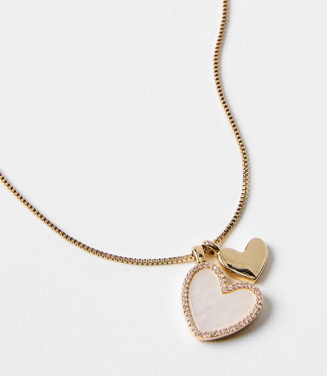 Mother Of Pearl Sparkle Heart Necklace
