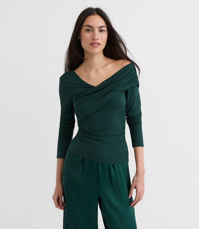 Petite Ruched Off The Shoulder Top