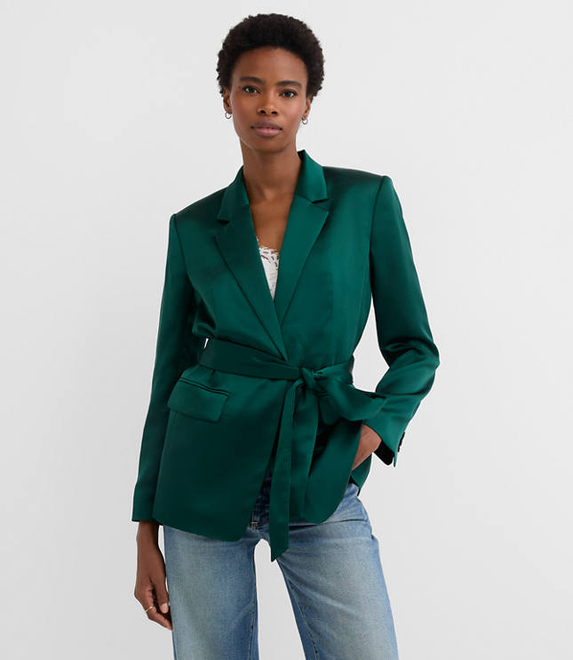 Tall Satin Belted Modern Blazer