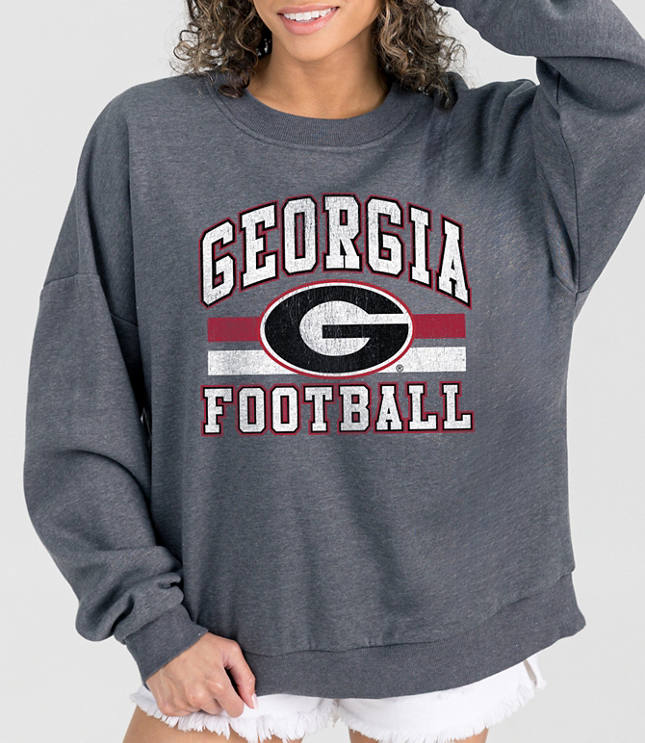 Gameday Couture Georgia Bulldogs Playmaker Premium Fleece Drop Shoulder Crew Neck Pullover