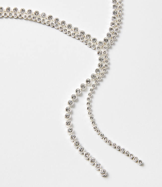 Crystal Y Pull Tie Statement Necklace