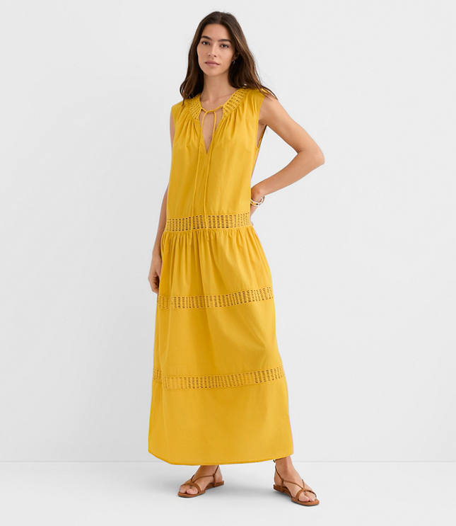LOFT Beach Crochet Trim Maxi Dress