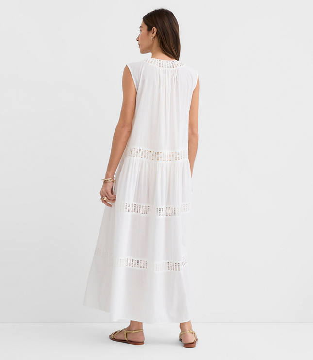 LOFT Beach Crochet Trim Maxi Dress