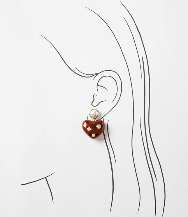 Pearlized Sparkle Heart Drop Earrings