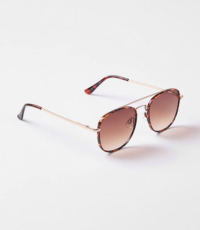 Tortoiseshell Print Aviator Sunglasses
