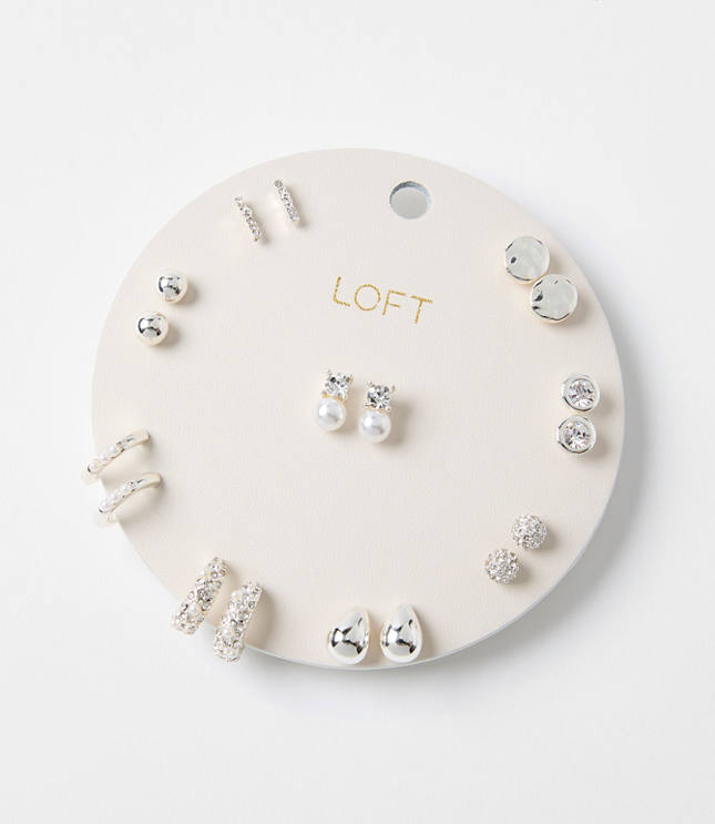 Pearlized Sparkle Stud Earring Set