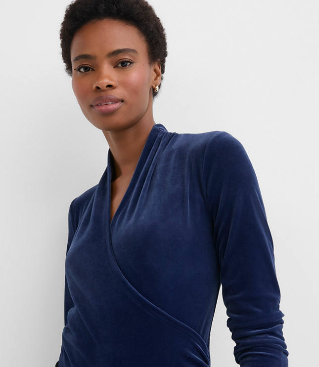 Petite Velour Wrap Top