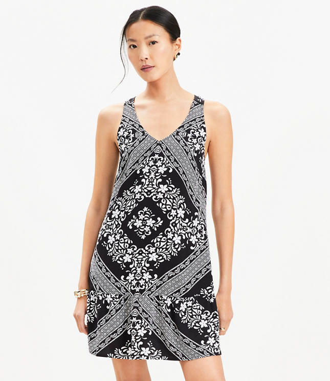 Petite Tiled Criss Cross Back Mini Dress