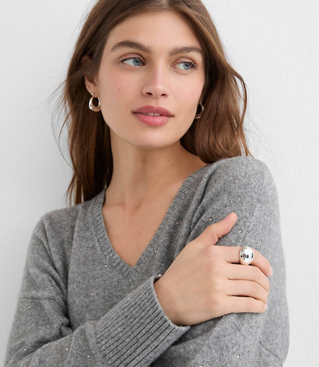 Sparkle V-Neck Relaxed Everyday Sweater