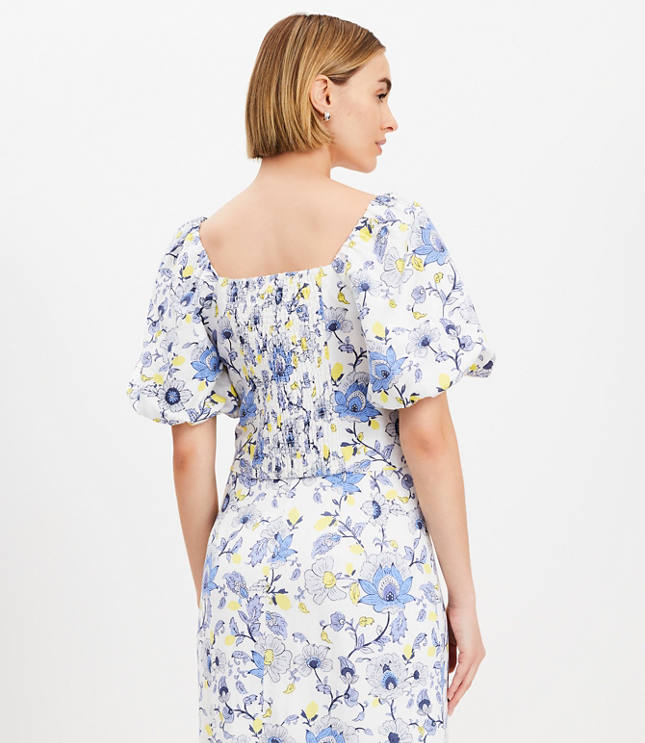 Garden Linen Blend Bubble Sleeve Top