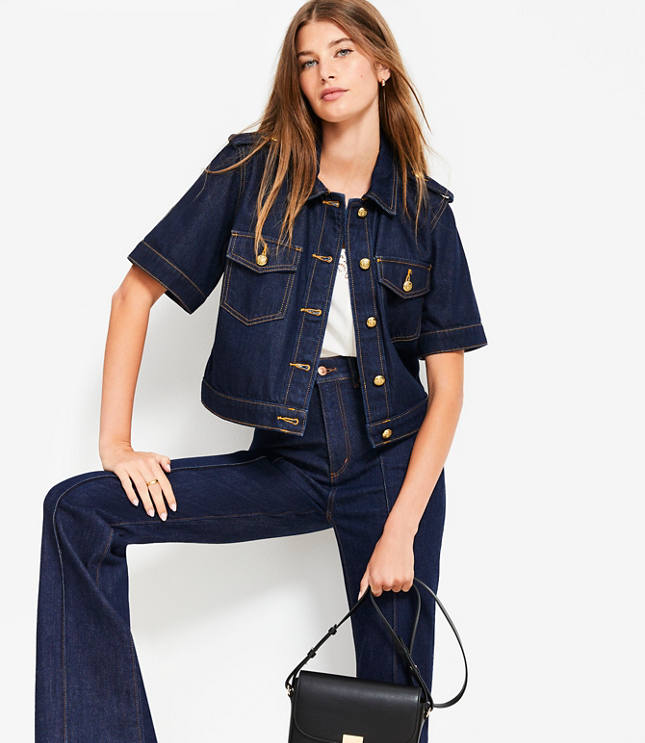 Short Sleeve Denim Jacket in Classic Rinse Wash