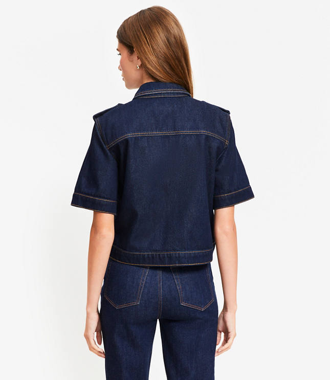 Short Sleeve Denim Jacket in Classic Rinse Wash