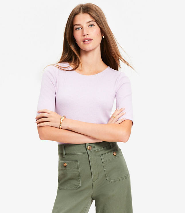 Perfect Ribbed Elbow Sleeve Tee