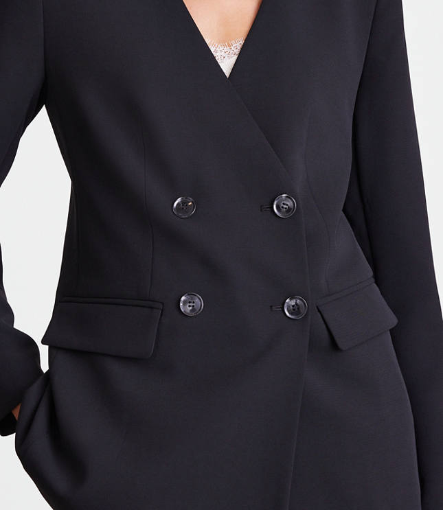 Petite LOFT Versa Crepe Drape Collarless Blazer