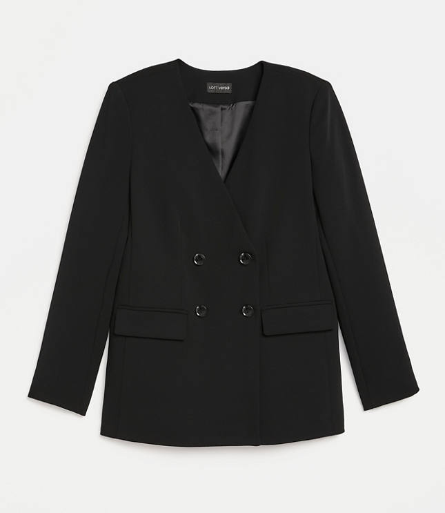 Petite LOFT Versa Crepe Drape Collarless Blazer