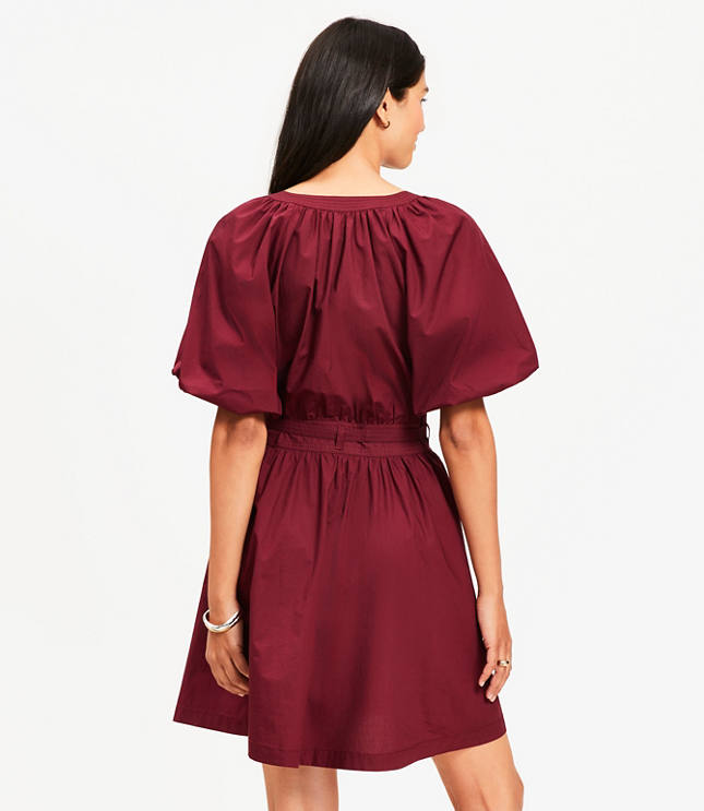 Poplin Balloon Sleeve Mini Dress
