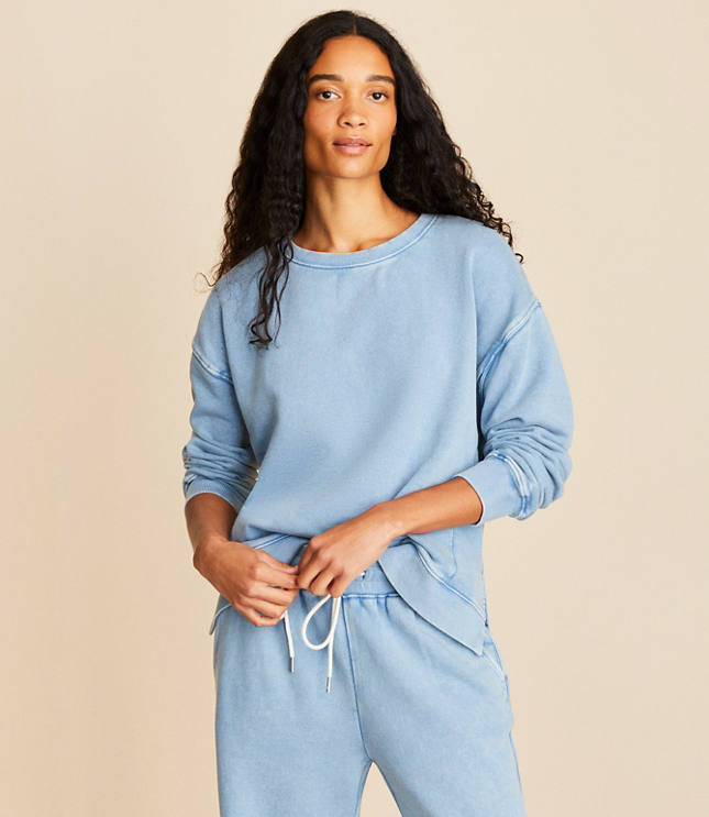 Petite Lou & Grey Denim Washed Sweatshirt