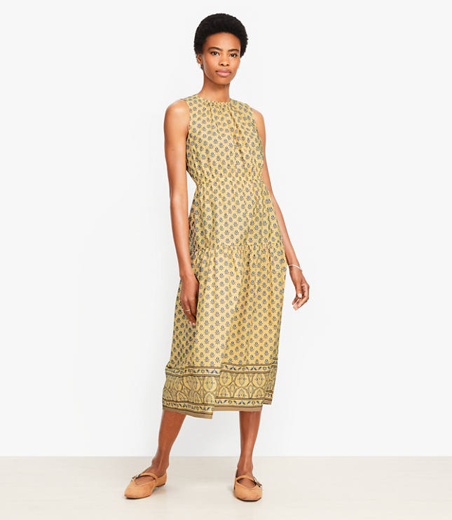 Garden Poplin Tiered Midi Dress