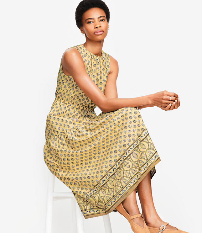 Garden Poplin Tiered Midi Dress