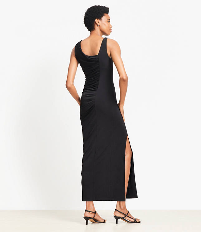 Asymmetrical Ruched Midi Dress