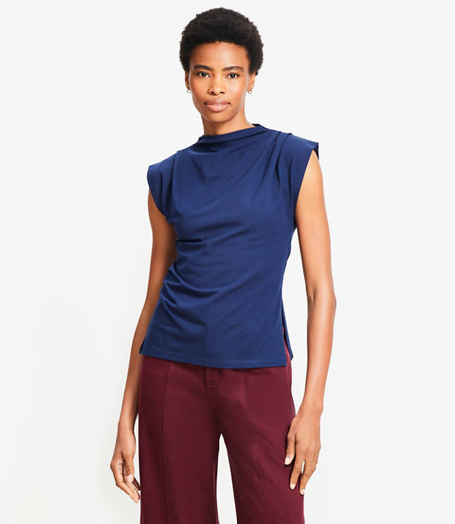Petite Pleated Side Slit Top