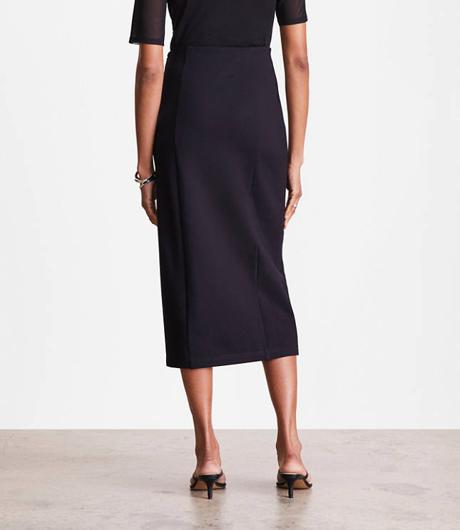 Petite LOFT Versa Ponte Column Midi Skirt