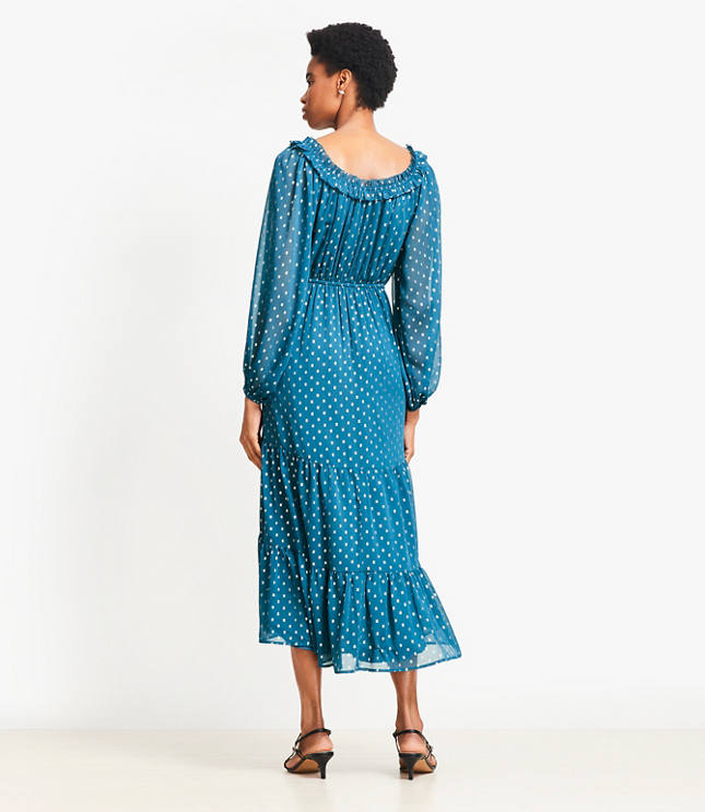 Shimmer Ruffle Tiered Midi Dress