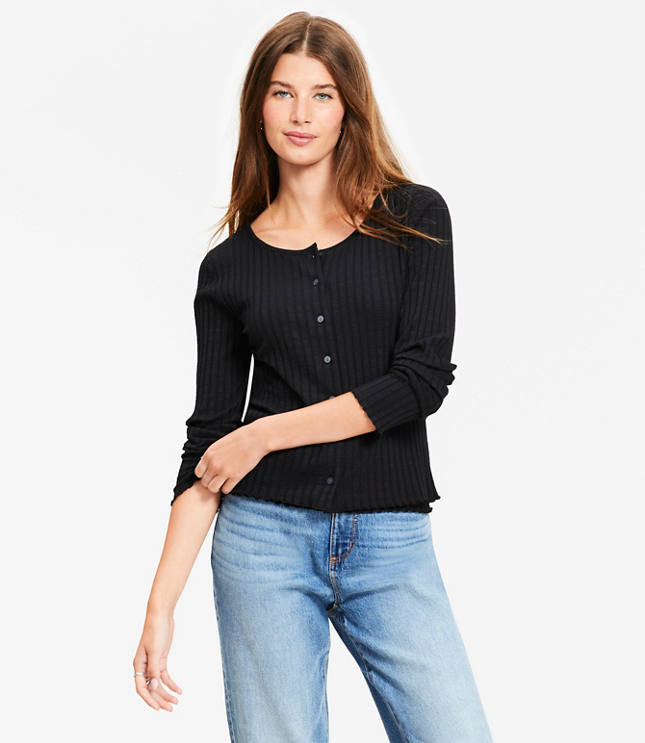 Ruffle Ribbed Cardigan
