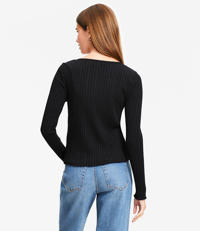 Ruffle Ribbed Cardigan
