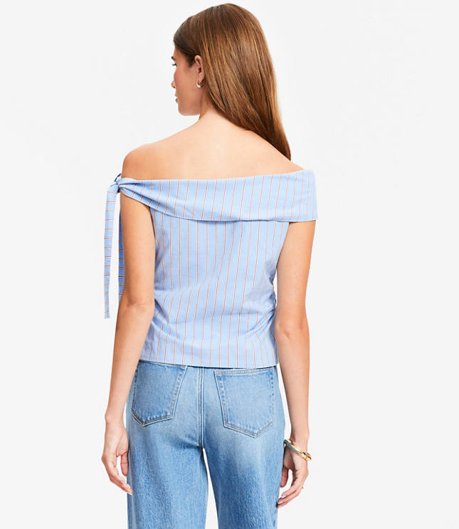 Striped Tie One Shoulder Top