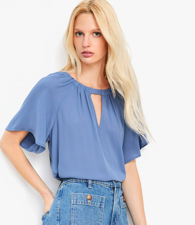 Cutout Mixed Media Blouse