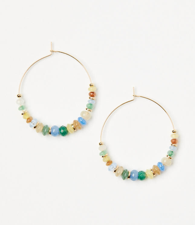 Multicolored Beaded Hoop Earrings