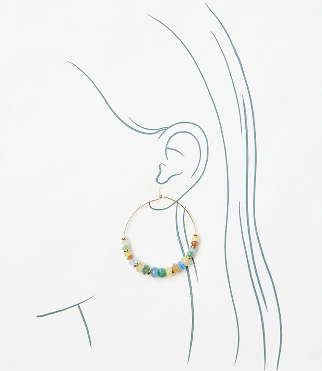 Multicolored Beaded Hoop Earrings