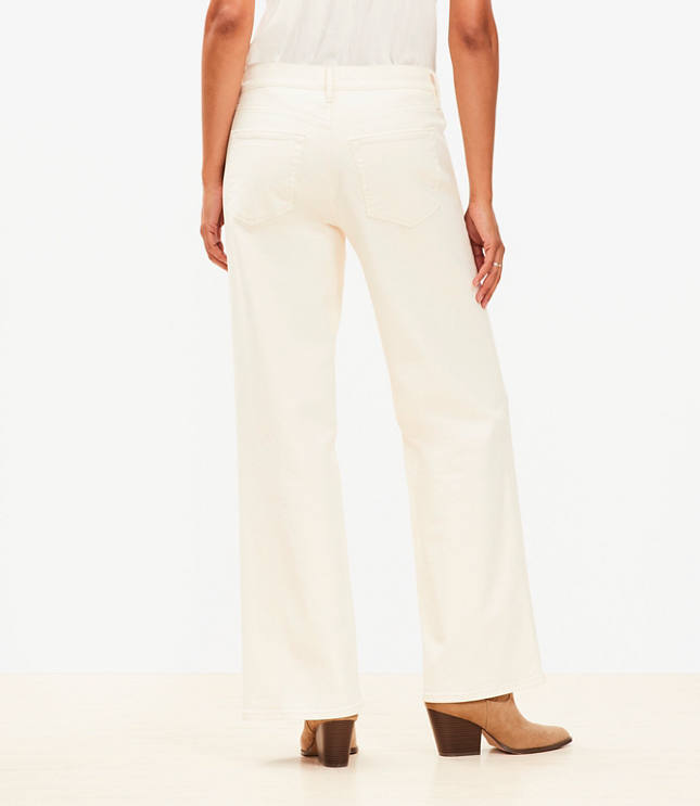 Mid Rise Wide Leg Jeans in Ivory