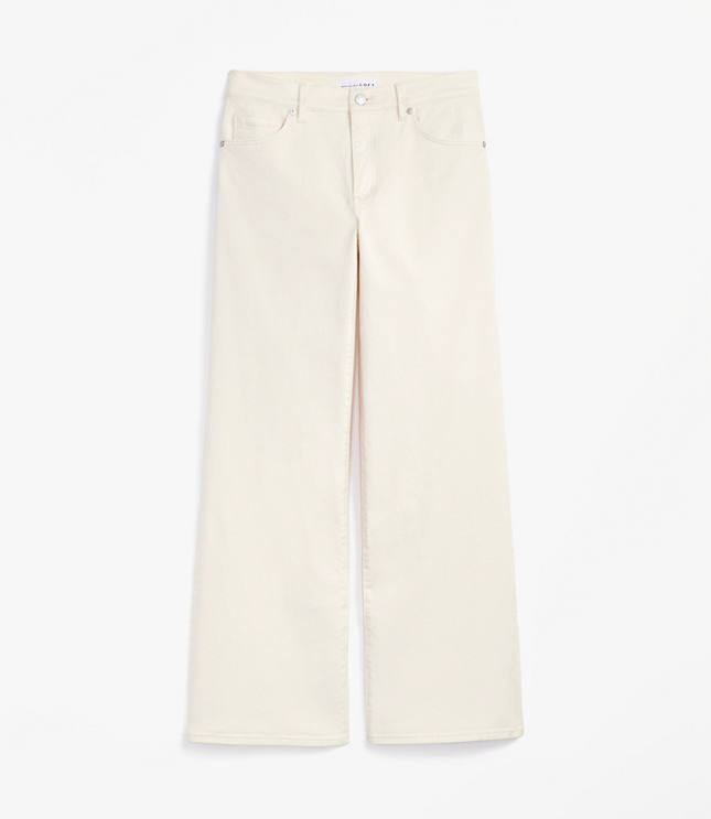 Mid Rise Wide Leg Jeans in Ivory