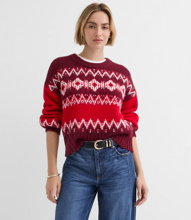 Colorblock Fair Isle Sweater
