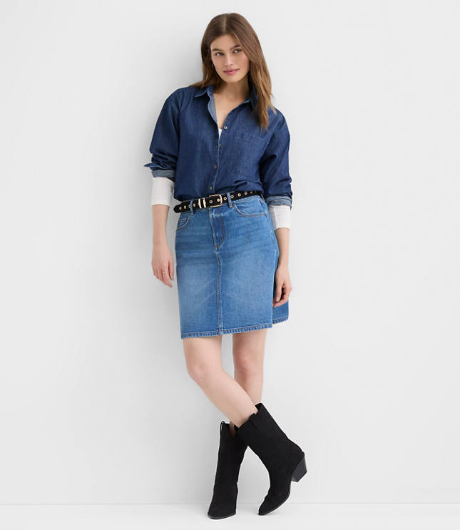 Petite Chambray Everyday Oversized Pocket Shirt