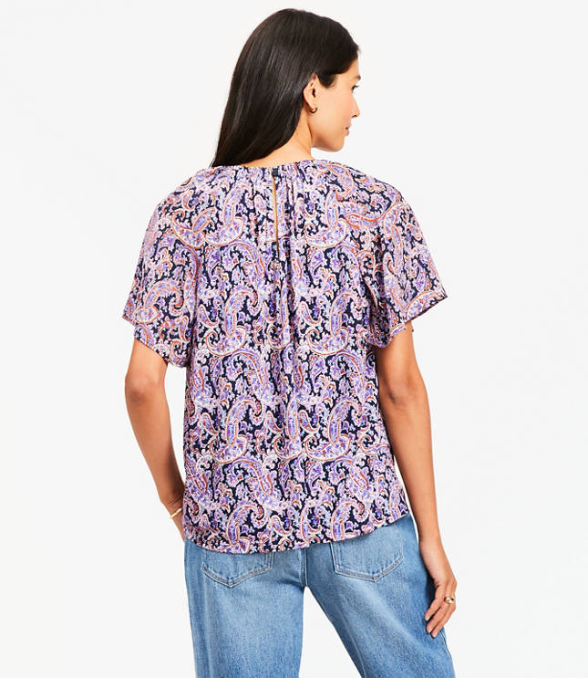 Paisley Cutout Mixed Media Blouse