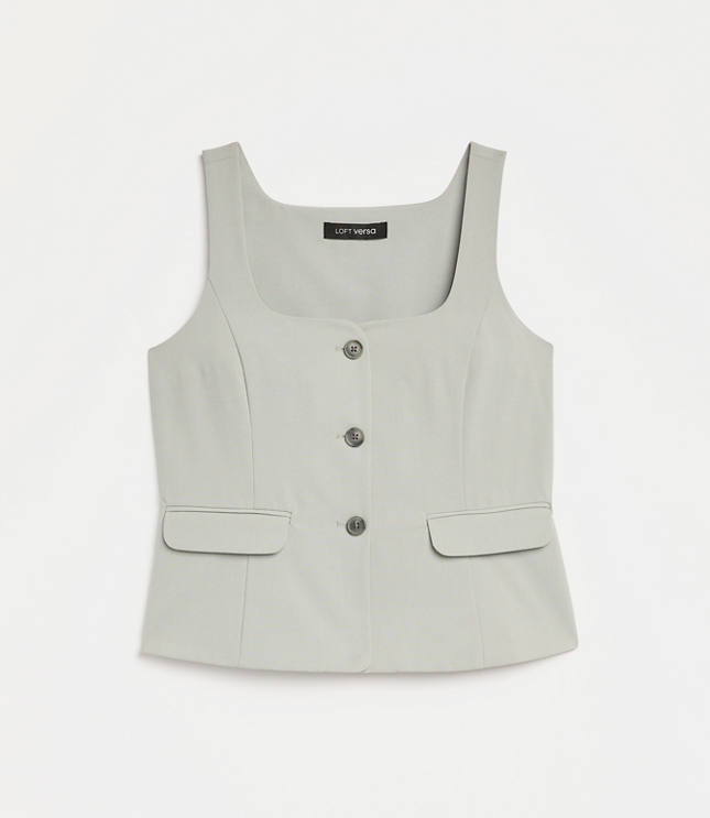 Petite LOFT Versa Seasonless Square Neck Pocket Vest