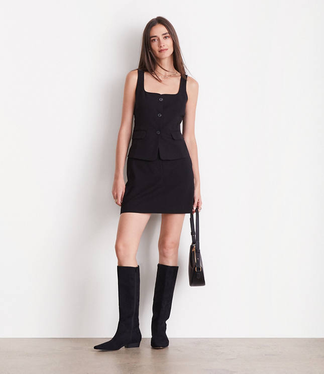 Petite LOFT Versa Seasonless Square Neck Pocket Vest