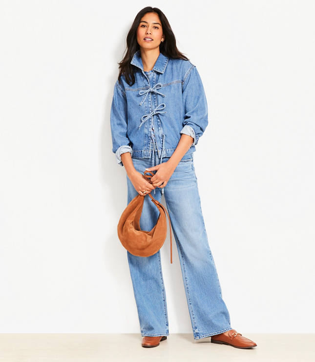 Denim Bow Top Bright Mid Indigo Wash