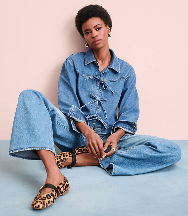 Denim Bow Top Bright Mid Indigo Wash
