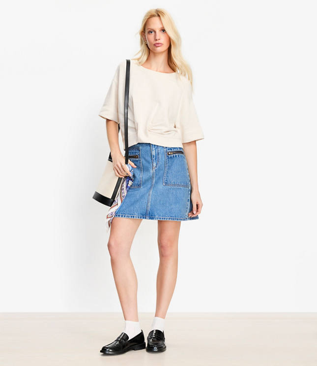 Petite Knotted Short Sleeve Sweatshirt