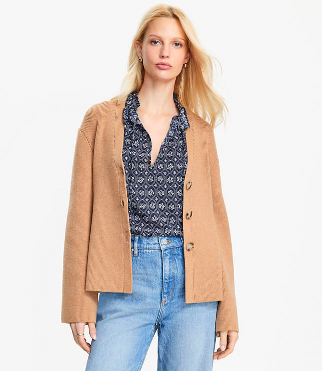 Petite Wide Sleeve Sweater Jacket