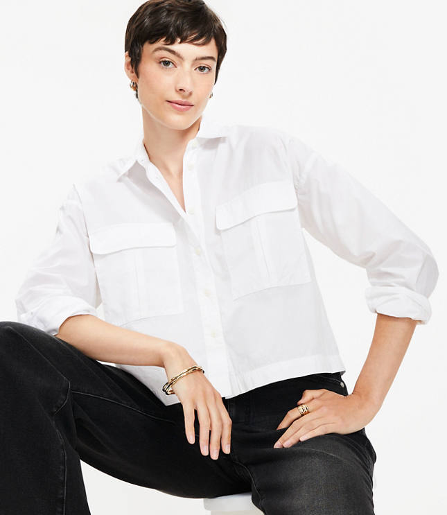 Poplin Wide Sleeve Modern Utility Shirt