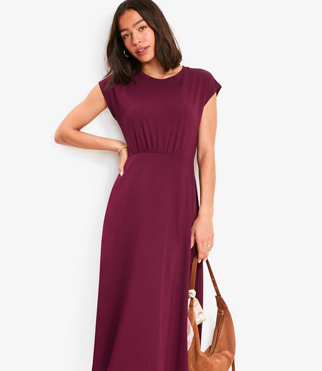 Loft Petite Cap Sleeve Midi Pocket Dress