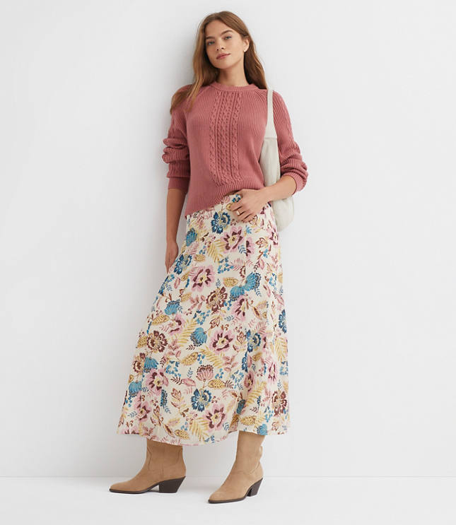 Petite Garden Chiffon Paneled Midi Skirt