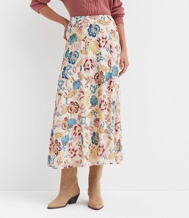 Petite Garden Chiffon Paneled Midi Skirt
