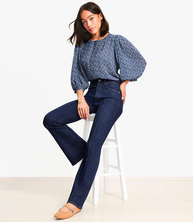 Petite Garden Balloon Sleeve Blouse