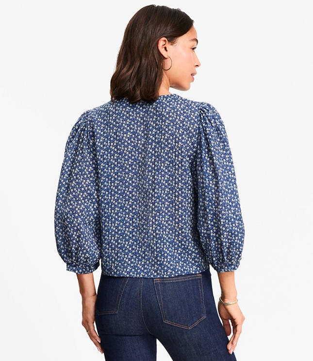 Petite Garden Balloon Sleeve Blouse